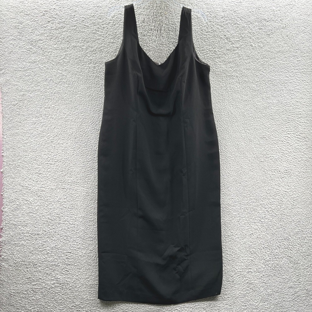 Womens Midi Shift Dress Black 20‎ Elegant Cocktail Evening Minimalist Scoop Neck